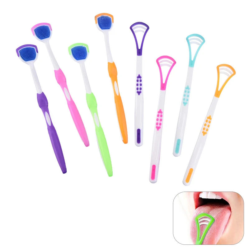 

Tongue Scraper Brush Plastic Tongue Cleaner Bad Breath Removal Oral Care Color Random