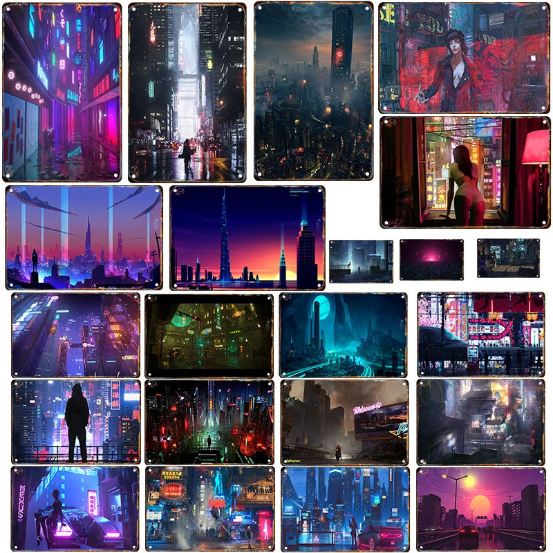 Японские неоновые настольные настенные плакаты в стиле ретро с изображением