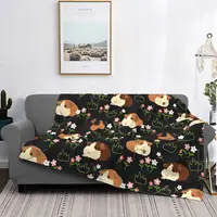 Guinea Pig And Flowers - Black Throw Blanket Pompompurin Receiving Blankets For Bed Bedspread Queen King Size Bed Cover Sofa Bed