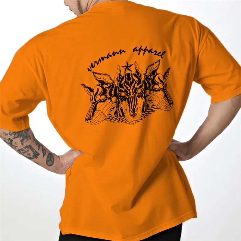 

2022 Мужская хлопковая футболка, однотонная Свободная рубашка, футболка для бега, Мужская Уличная одежда