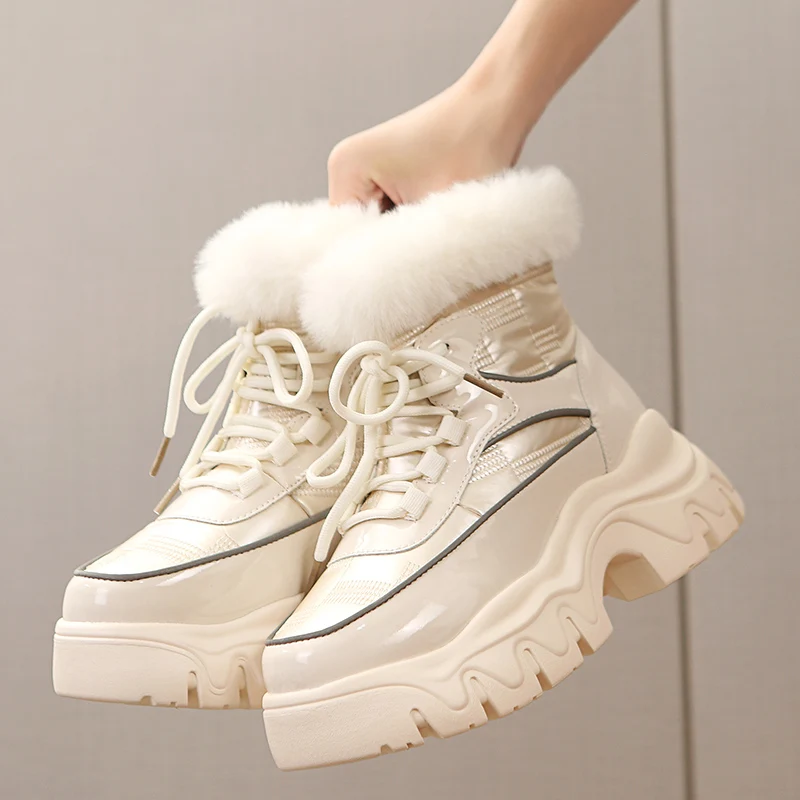 

Snow Boots Women Mid-Calf Warm Fur Lined Snow Boots Outdoor Booties Chaussures Femme Winter Shoes for Women
