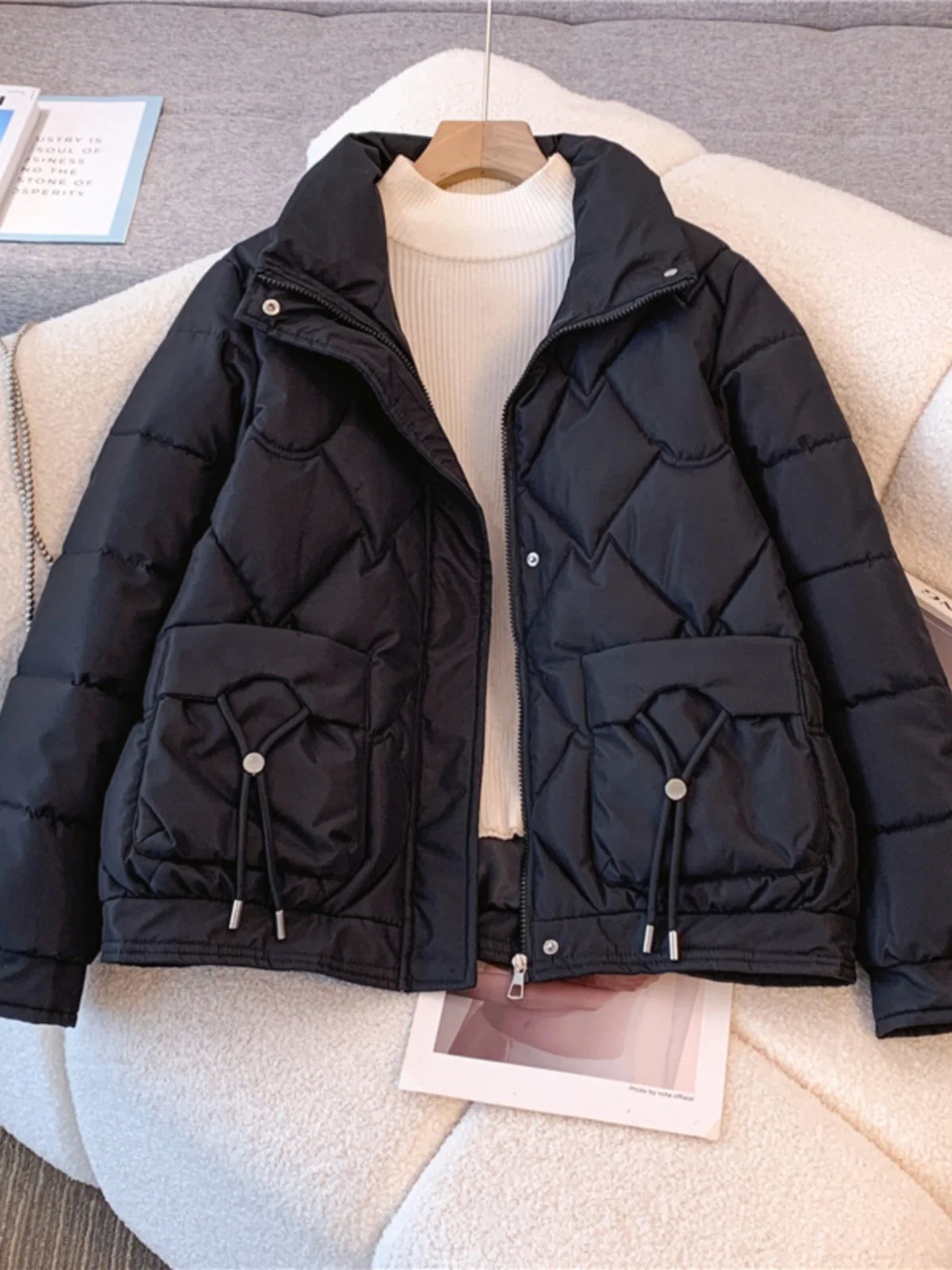 Модный свободный утягивающий пуховик с хлопковой подкладкой женская одежда