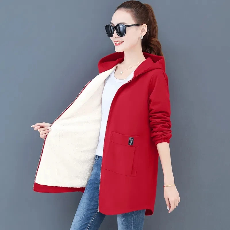 

Women Winter Coat 2022 New Korean Large Size Loose Hooded Jacket Autumn Casual Add Velvet Female Windbreake 6XL Y562