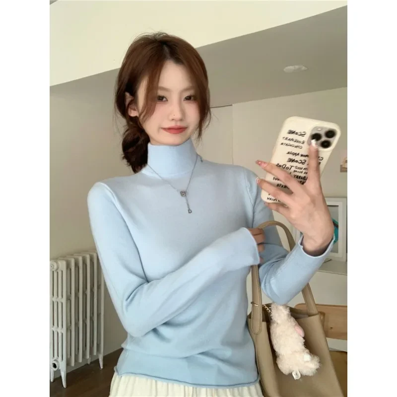 Tianblue милый универсальный базовый слой женский топ осень 2024 утягивающий в