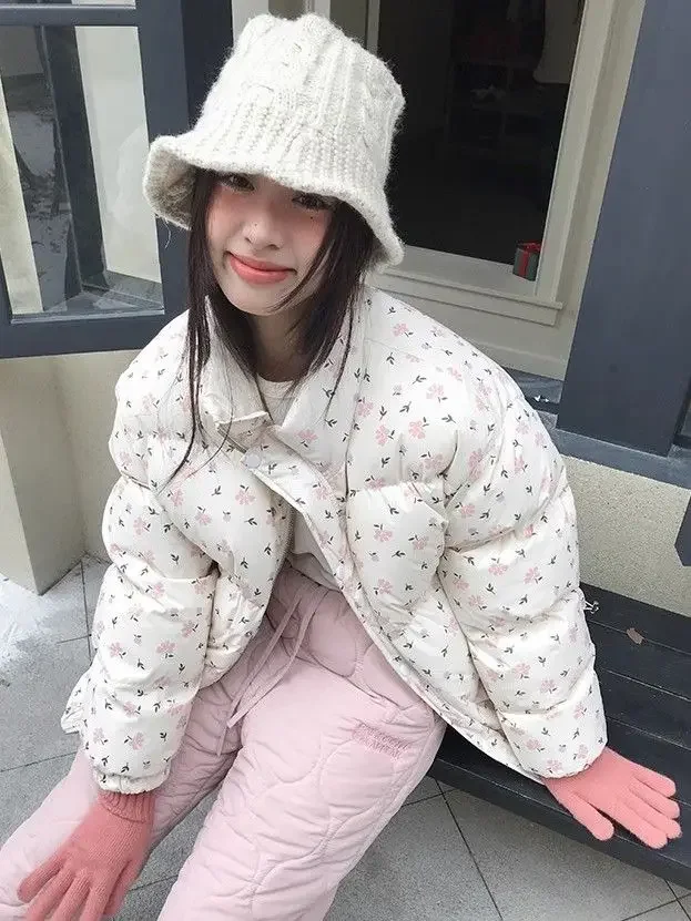 Gaganight женская корейская версия хлопковая куртка с цветочным принтом 23 осень-зима