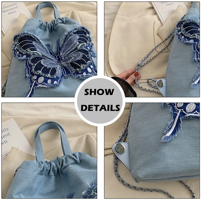 Korean Fashion Backpack For Women Butterfly Embroidery Design Backpack For Women Casual Women's High Capacity Backpack Chic Bags