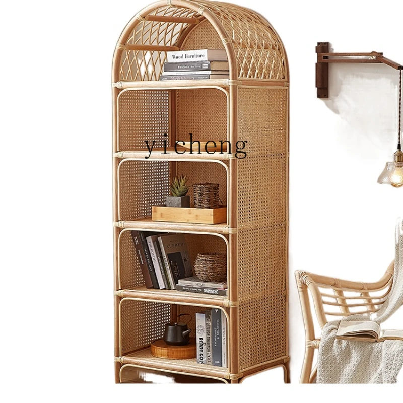 

XL Bookshelf Rattan Vintage Display Cabinet Living Room Storage Storage Bookshelf Small Apartment