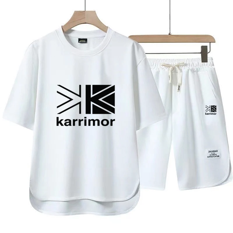 

2023 Summer Men's Two Piece Set Linen Fabric Casual T-Shirt and Mens Sports Suit Fashion Short Sleeve Tracksuit