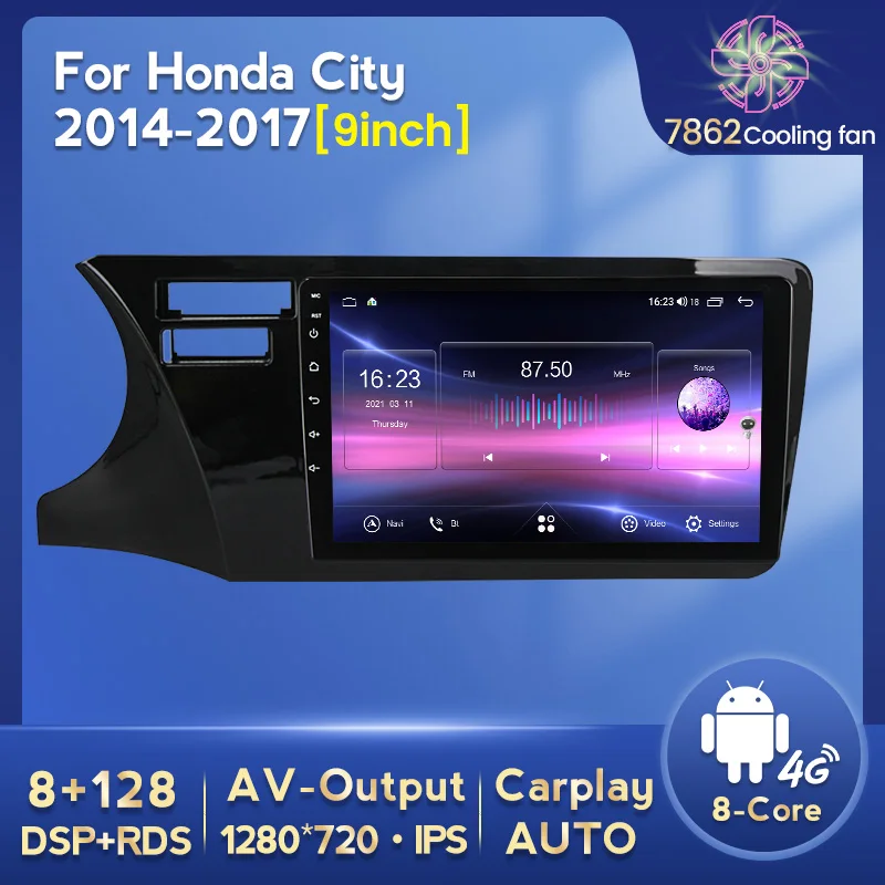 

MEKEDE 9'' 8G 128G Car Radio Multimedia For Honda City LHD 2014 2015 2016 2017 GPS Navigation Cooling fan carplay DSP 4G LTE IPS