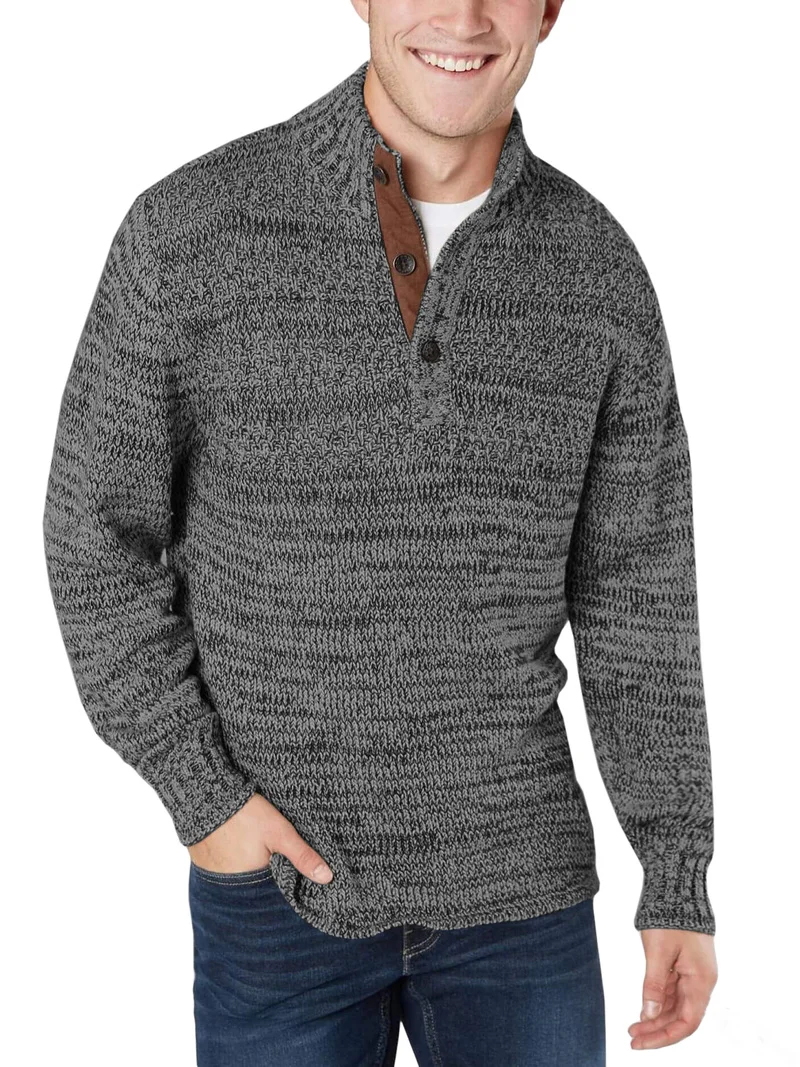 

Mens Sweater Autumn Fashion Streetwear Pullovers Tops Long Sleeve Pure Color Slim Fit Mock Neck Knitted Sweater Men Clothing