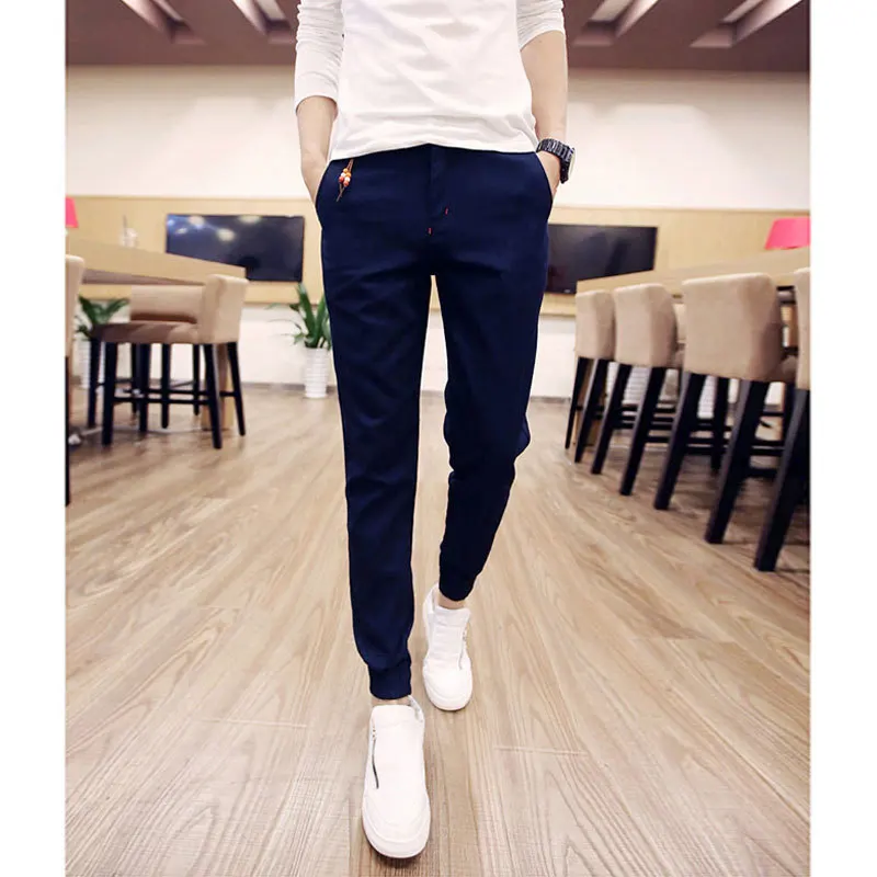 High Quality 2022 Summer Casual Twill Drawstring City Hip Hop Slim Fit Harem Beam Foot Pants Men Pencil Pants Track Pants