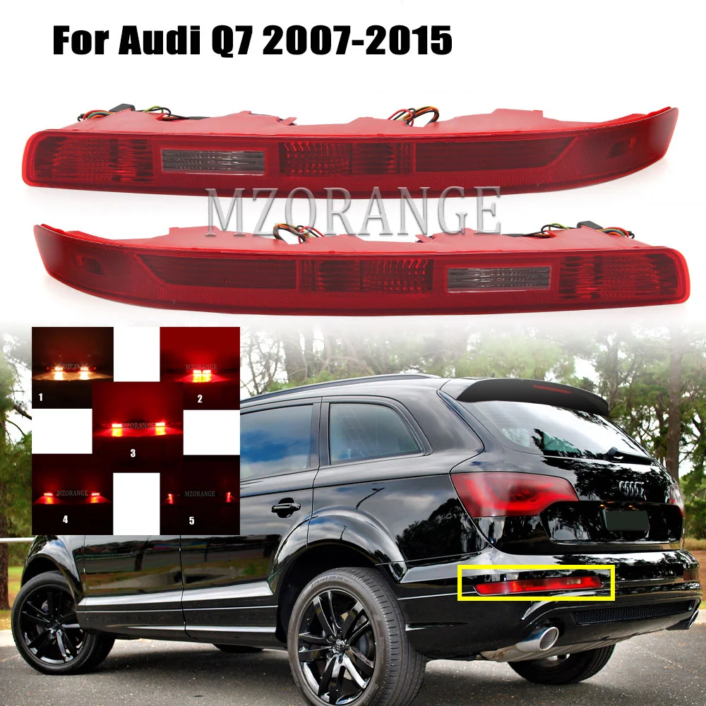 For Audi Q7 2006-2015 LED Car Side Rear Bumper Reflector Light Tail Stop Turn Signal Reverse Fog Lamp Headlights Car Accessories