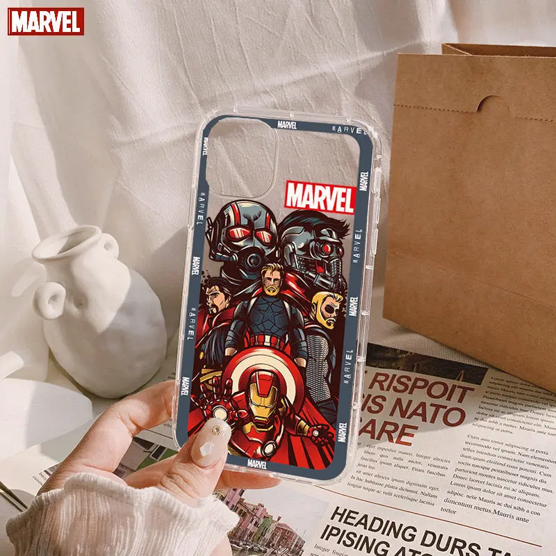 

Marvel Iron Man Spiderman Transparent Phone Case For XiaoMi Redmi Note 10 9S 8 7 6 5 A Pro T Y1 Anime Cover Silicone Pre funda