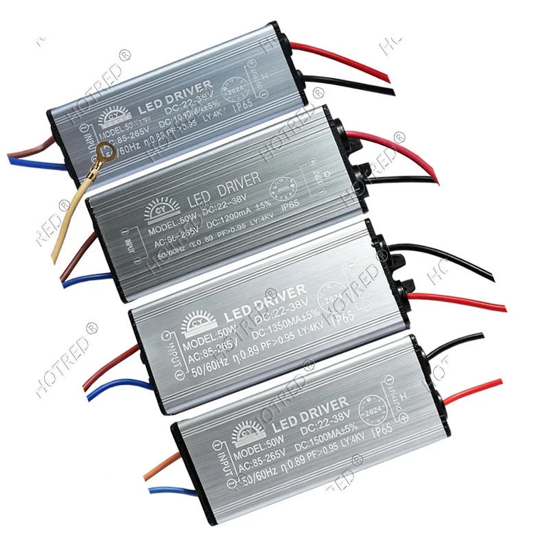 Фото Светодиодный драйвер 50 Вт, адаптер-трансформатор AC85V-265V в DC22-38V/30-36V/15-34V, водонепроницаемый блок питания IP65, 1050мА, 1200мА, 1350мА, 1500мА №3
