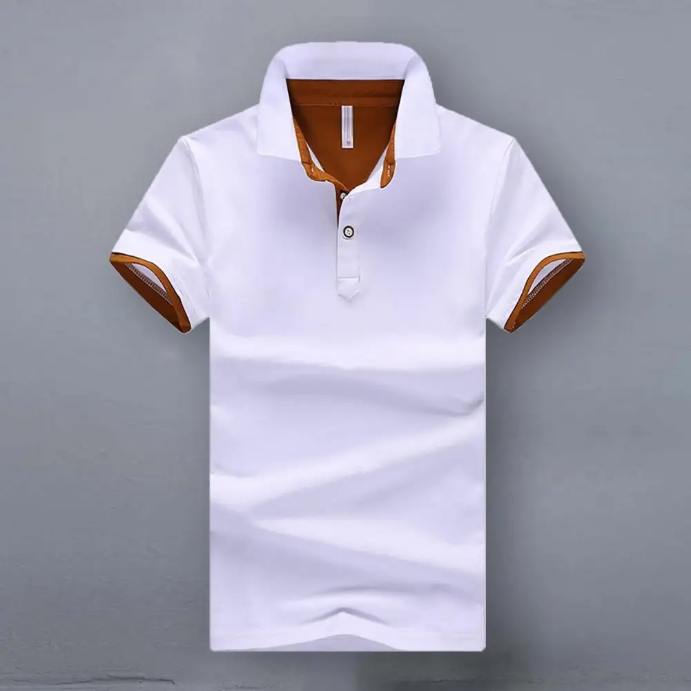 

Men Top Fabulous Slim Fit Contrast Color Simple Men T-shirt for Home Men T-shirt Summer Polo Shirt