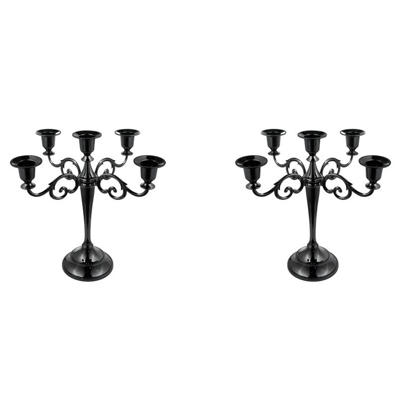 

2X черный металлический подсвечник с 5 Подсвечниками, готические подсвечники для домашнего декора, свадьба, Рождество, церковная вечеринка