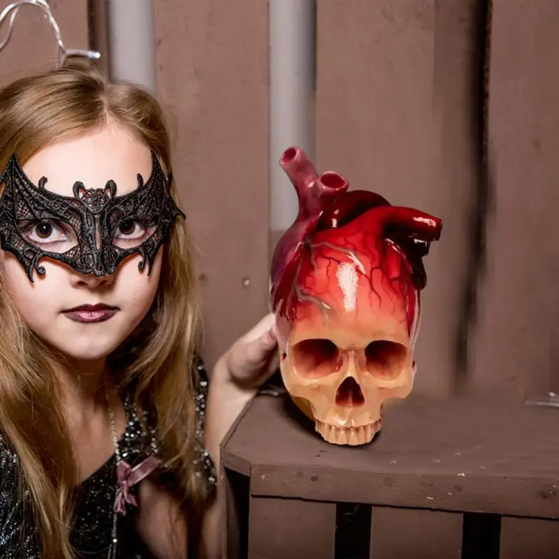 Статуэтка-Скелет из смолы ручная работа статуя Сердце Череп Хэллоуин ужасные