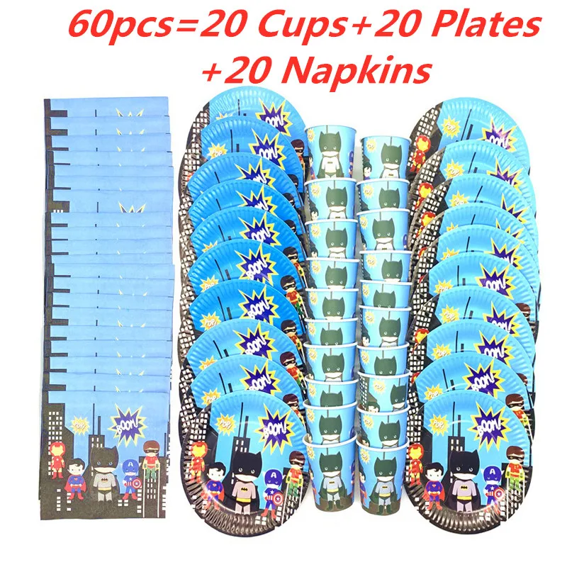 

Cartoon Superhero Birthday Party Decorations Superhero Party Supplies Tableware Set Plate Cup Napkins Kids Toys for Baby Shower