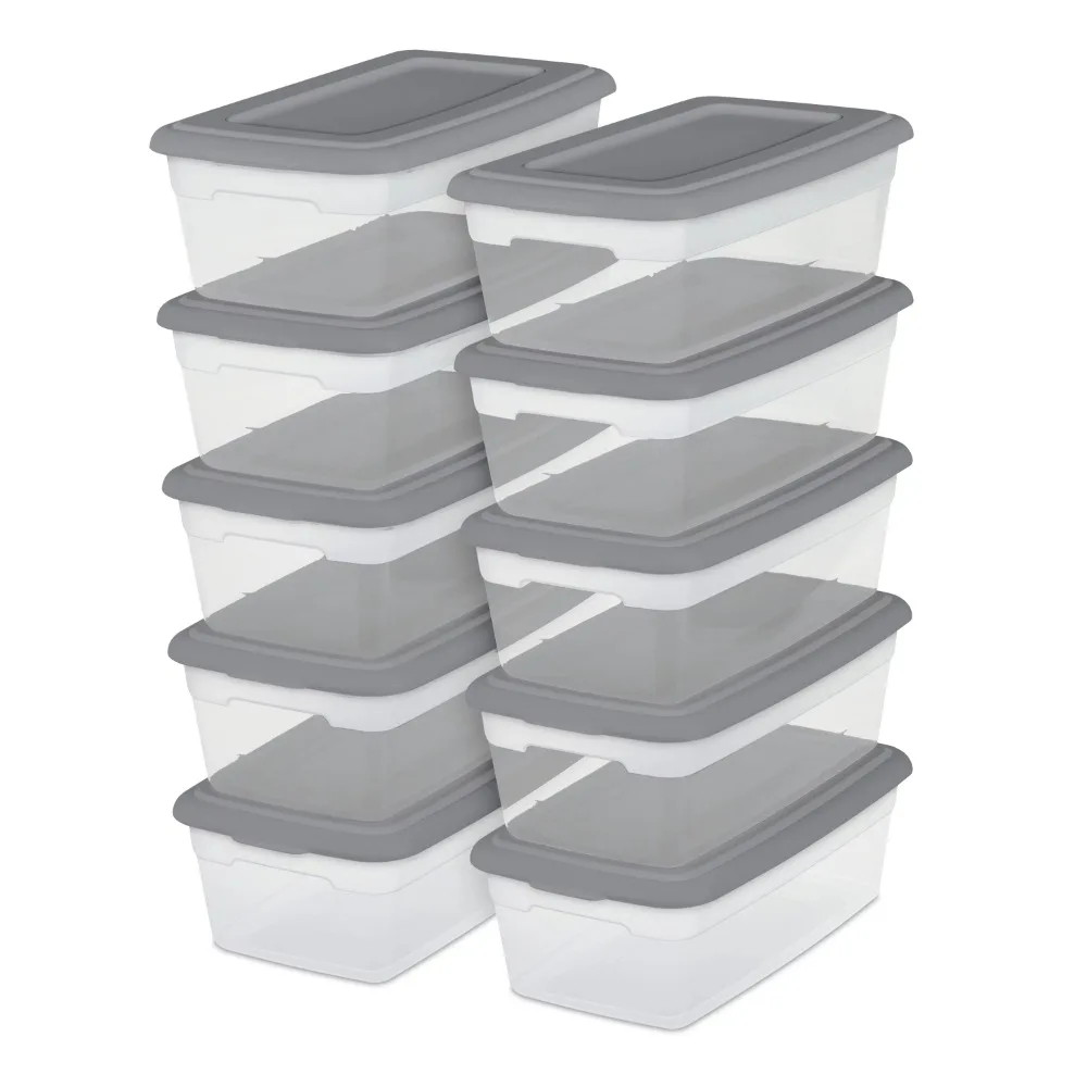 

Sterilite 6 Qt. Storage Box Plastic, Titanium, Set of 40