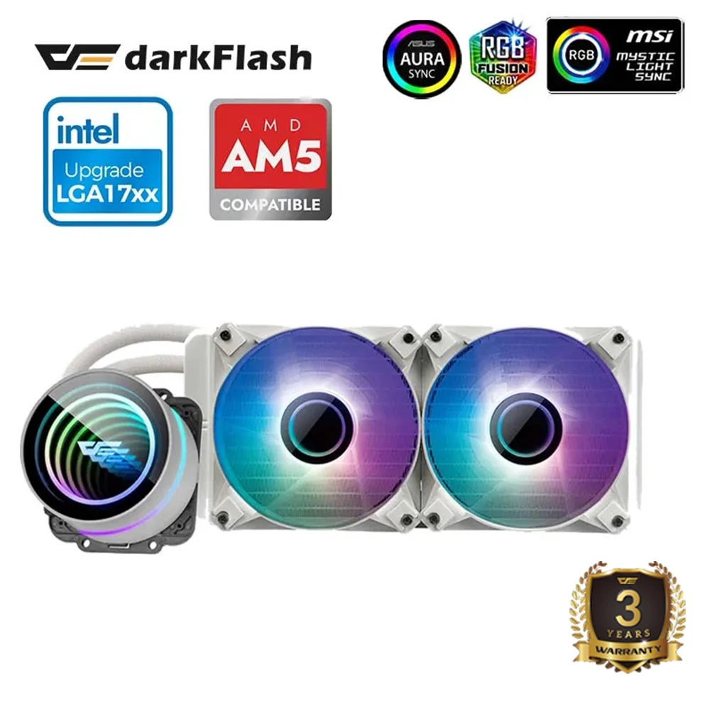 

Darkflash 240mm Argb Infinity Space Liquid CPU Water Cooler 4 Pin Pwm 3 Pin 5V Auru Sync For Intel and Amd