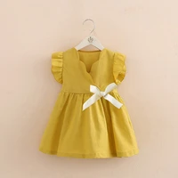 simple bowtie fly sleeve dress summer childrens vestidos clothing trend kids vest tankdress for baby girls casual frock elbise