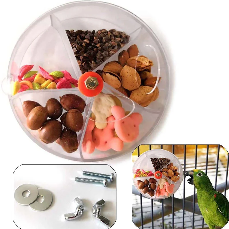 

Rotate Pet Parrot Toys Wheels Bite Chewing Birds Foraging Food Box Cage Feeder Speelgoed Birds Accessoires Divided Food Box
