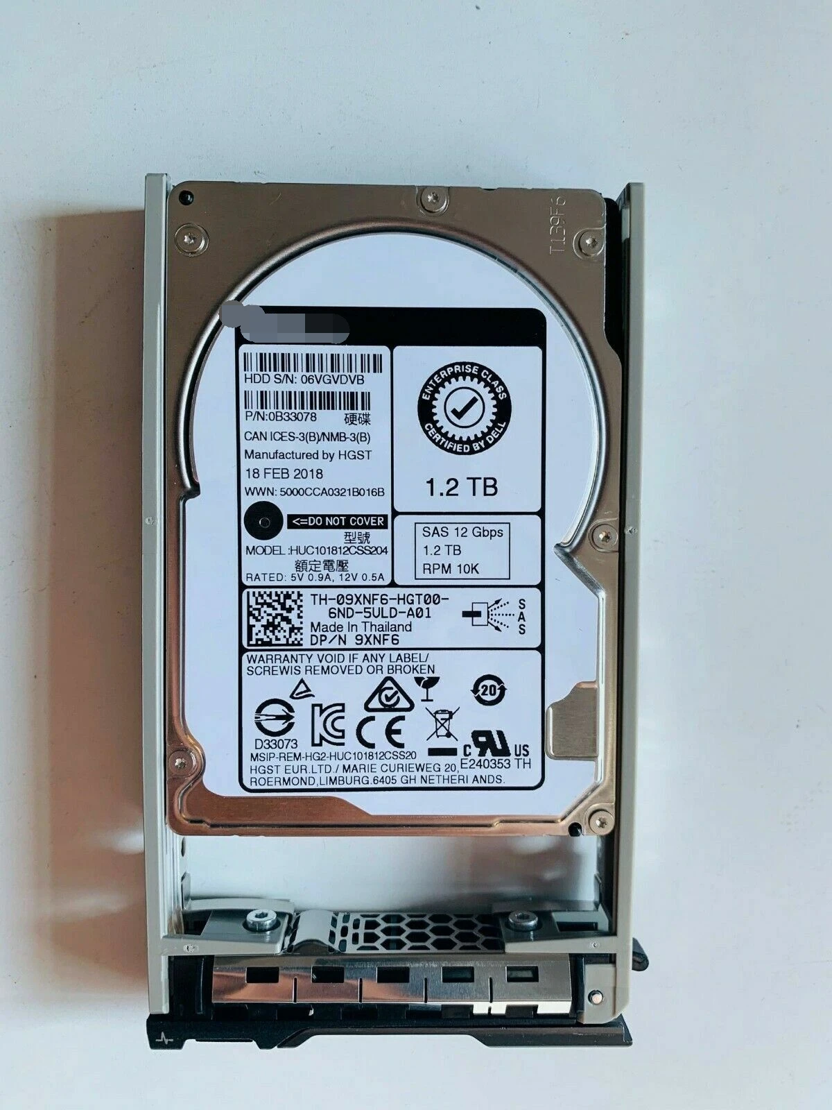 

FOR DELL 9XNF6 09XNF6 1.2TB 12G 10K SFF 2.5" SAS HDD HARD DRIVE For R610 R630 R710