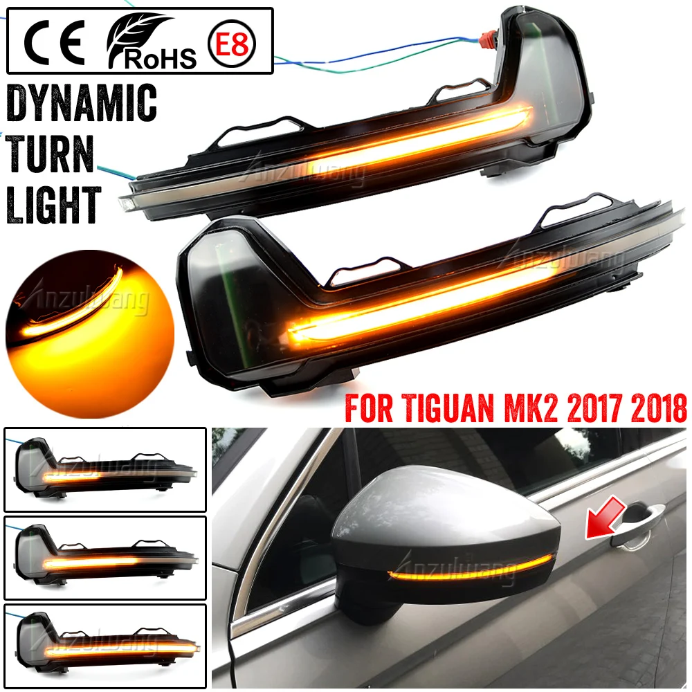 

LED Dynamic Turn Signal Blinker Sequential Side Mirror Indicator Light Lamp For Volkswagen For VW Tiguan MK2 II R 5N 2017-2019