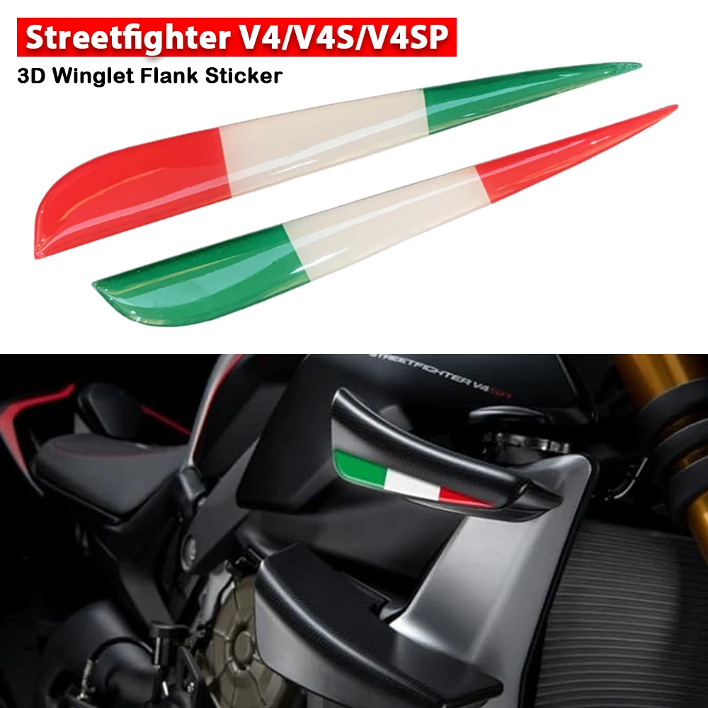 Фото Для крыльев Winglet Flank наклейка наклейка для Ducati Streetfighter V4 V4S V4SP итальянские трехцветные флаги №1