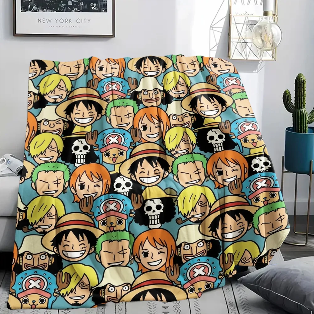 Фото Теплое фланелевое одеяло с принтом Луффи из One Piece, уютное, подходит для кровати, дивана, спальни, кресла, пикника, путешествий.-TING №1