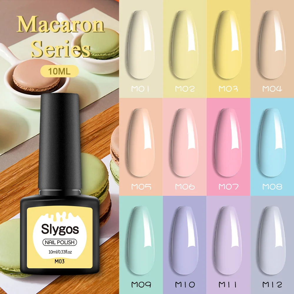 

SLYGOS 10ML Macaron Gel Nail Polish Pastel Color Series Creamy Nail Gel Varnish Semi Permanent Soak Off UV LED Nail Art DIY Mani