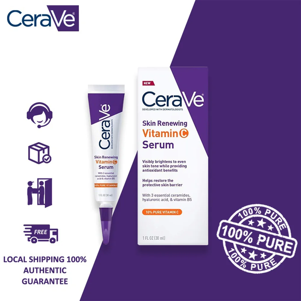 

CeraVe Skin Renewing Vitamin C Serum 30ml Anti-aging Reduce Fine Lines Moisturizing Nourishing Hyaluronic Acid Repair Barrier