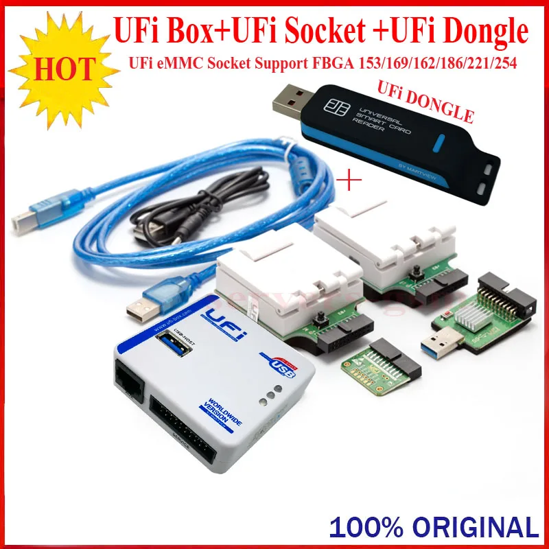 Новый оригинальный полный комплект UFi Box/UFI Dongle/eMMC розетка поддержка FBGA153/169/162/186