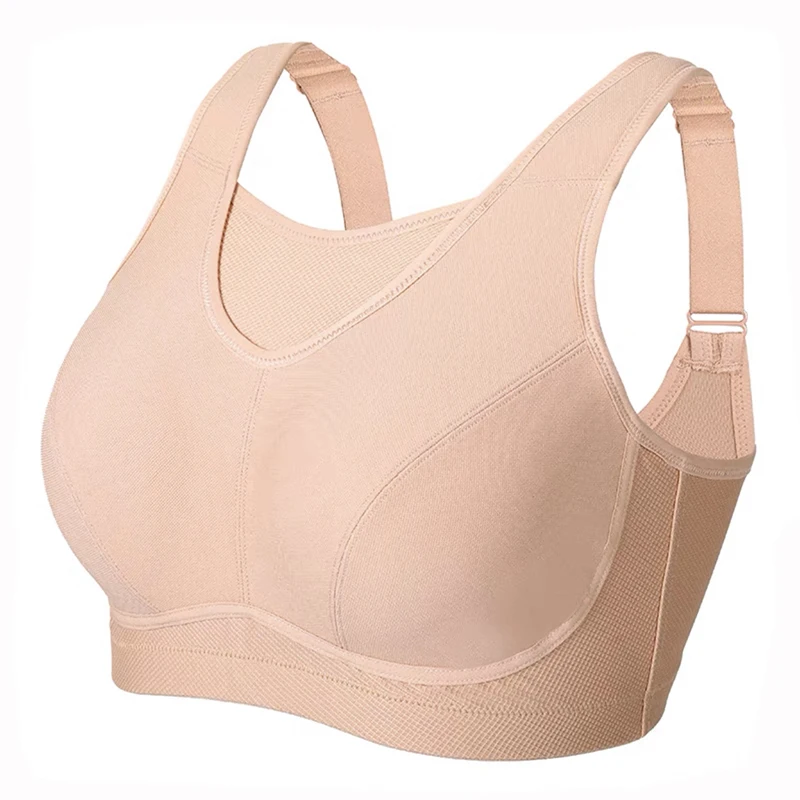 Womens Bounce Control Wireless Sports Bra High Impact Full Coverage Non Padded Underwear 36 38 40 42 44 C D DD E F G Solid Black