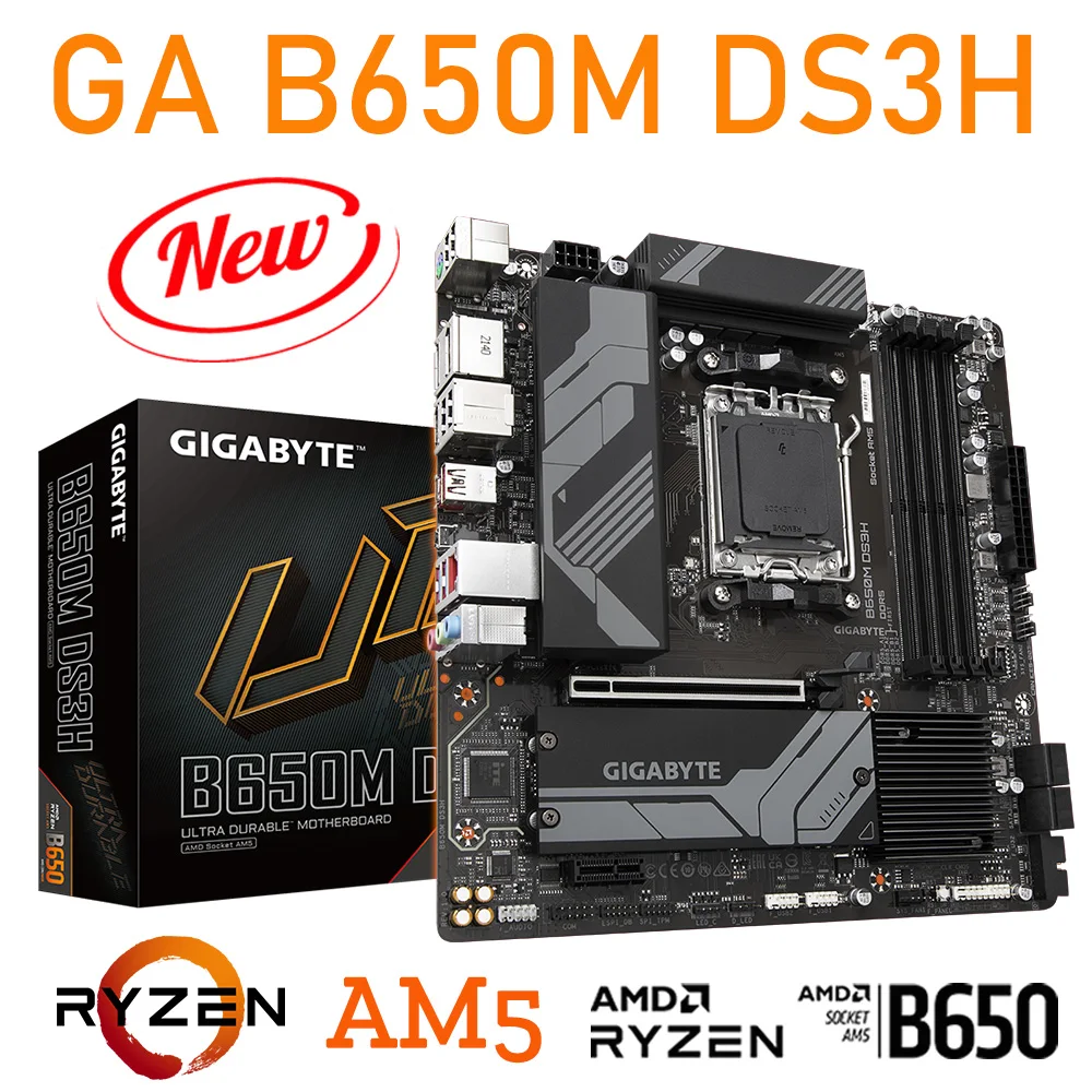 

Socket AM5 Motherboard Gigabyte New GA B650M DS3H Micro ATX 128GB DDR5 6400(OC) Support Ryzen 7 CPU 7000 series processors NEW