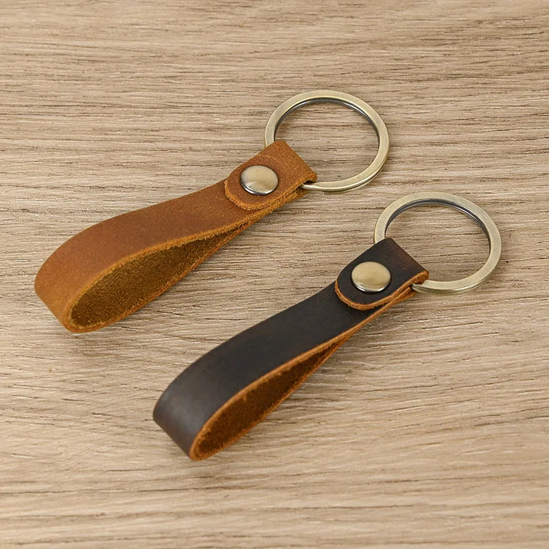 High Quality Leather Keyrings Genuine Leather Keychinas Promotion Key Rings Gift Key Ring Custom Logo Personalized images - 6