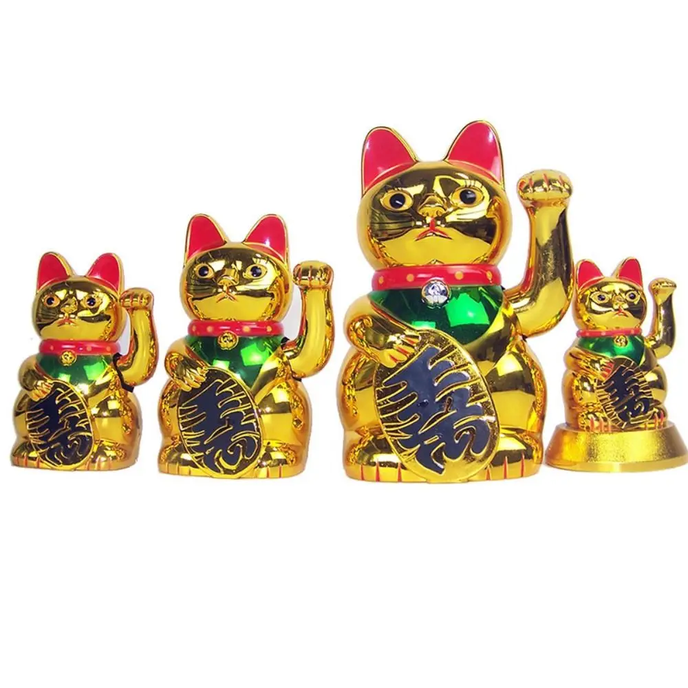 

Chinese Lucky Wealth Waving Cat Gold Car Ornament Waving Hand Cat Home Decor Welcome Waving Cat sculpture statue decor