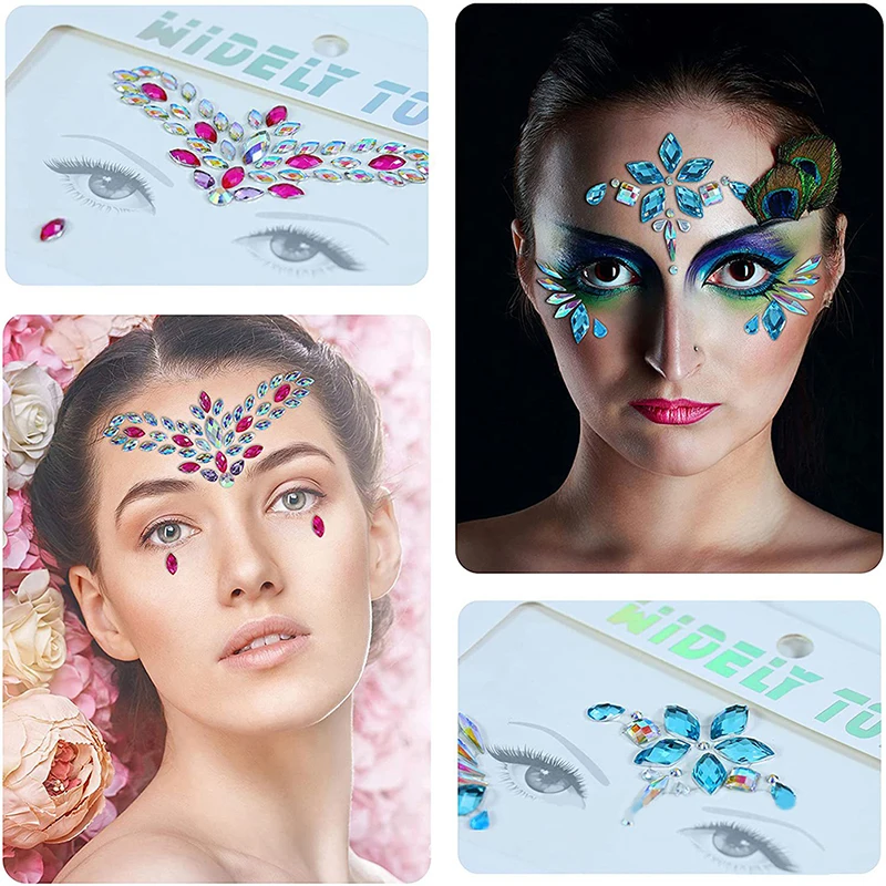 

Sexy Face Tattoo Stickers Glitter Fake Tattoos 3D Rhinestones for Woman Temporary Tattoos Party DIY Holiday Face Jewels Tattoo