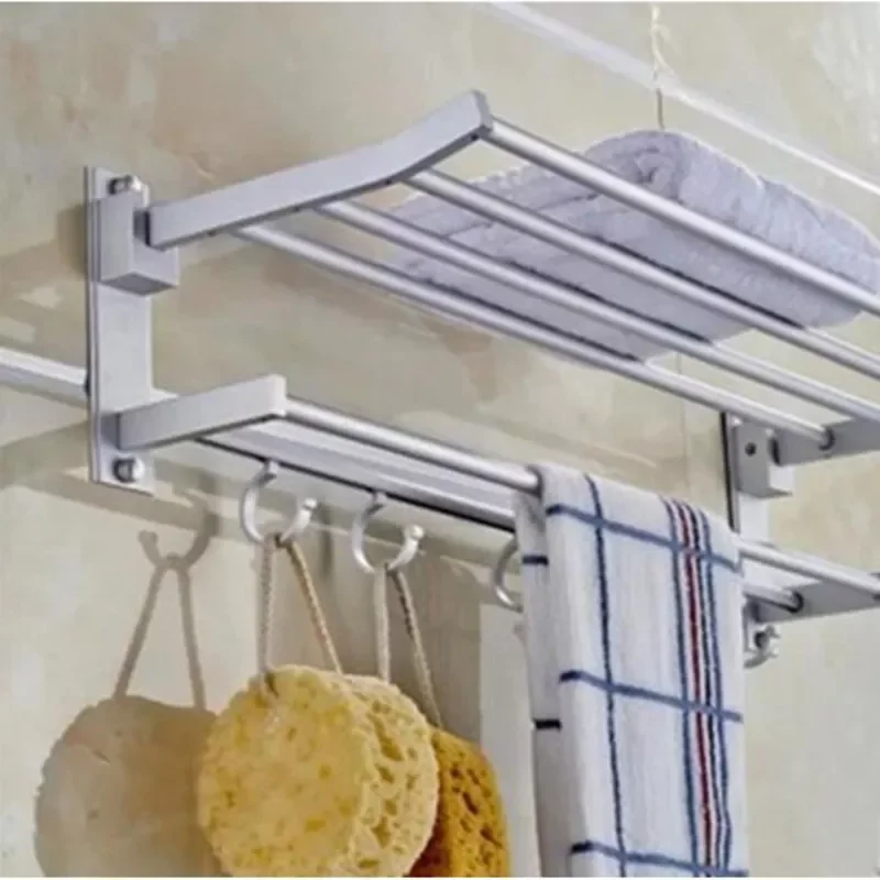 

2023NEW 2 Layer Aluminum Wall-Mounted Shower Shelf Metal Bathroom Towel Coat Rack Shower Tray Bathroom Towel Bracket вешал