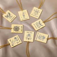 vintage tarot card pendant necklace for women women stainless steel gold color chain aesthetic jewelry choker friend gift