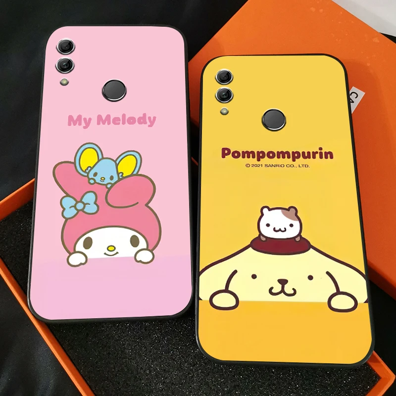 

MINISO Hello Kitty Phone Case For Huawei Honor 7A 7X 8 8X 8C 9 V9 9A 9X 9 Lite 9X Lite Soft Black Back Silicone Cover