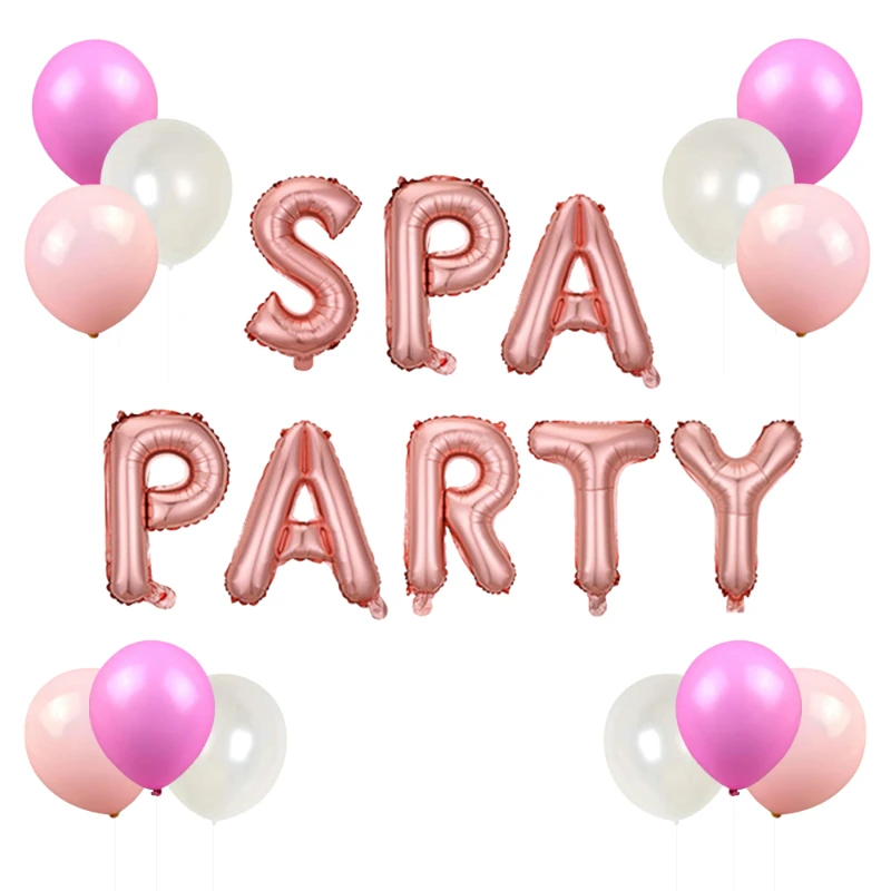 

Воздушные шары из фольги Sursurprise для спа-вечеринки, баннер, украшения для спа-вечеринки для девочек, украшения для девичника, макияжа, дня рож...