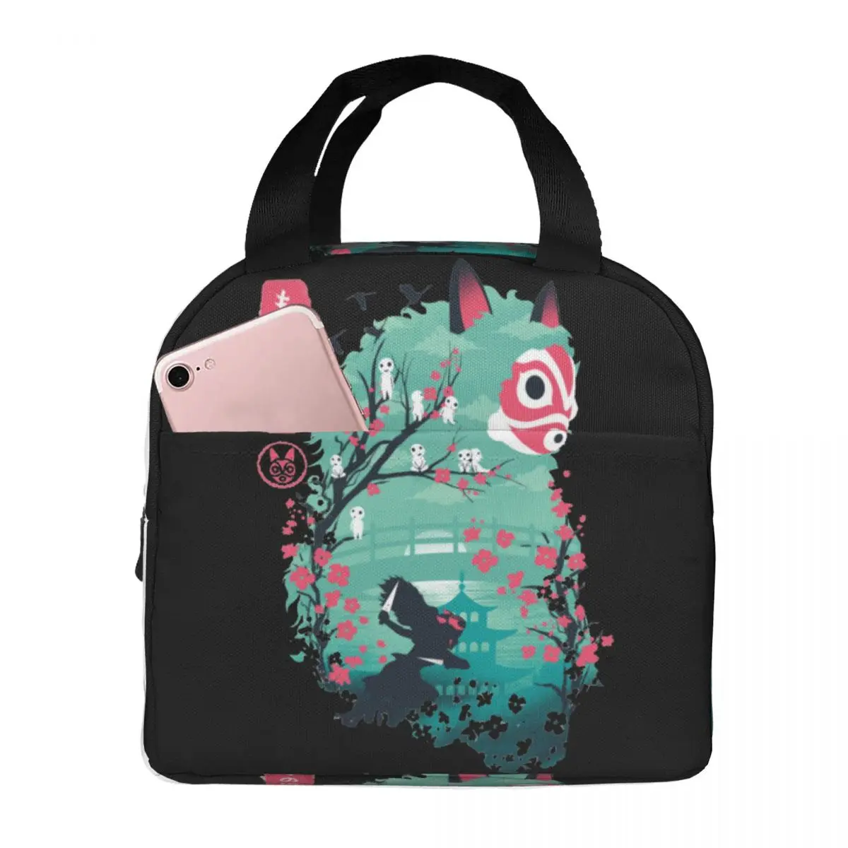 Princess Mononoke Hime Lunch Bags Waterproof Insulated Canvas Cooler Studio Ghibli Anime Thermal Picnic Lunch Box for Women Girl