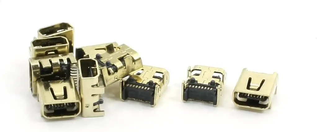 

10pcs SMT Mini USB Jack Female Socket Connector 8 Pin Gold Tone