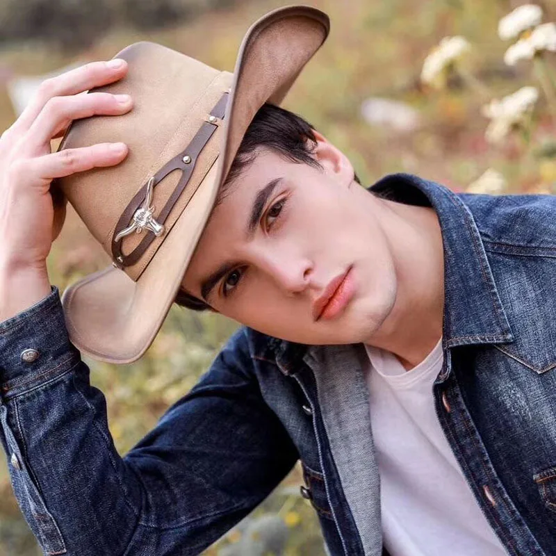 100% Leather Western Cowboy Hat For Men 