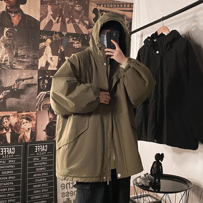 Winter Jacket Men Warm Fashion Casual Thicke Hooded Jacket Men Streetwear Loose Short Coat Mens Lamb Wool Jackets M-2XL