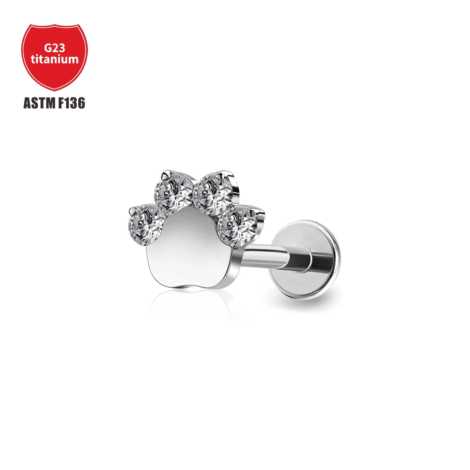 

F136 Medical Titanium Bear Palm Bag inlaid Liger Ear Nail Cute Cat Claw Inner Teeth Lip Nail Short Human Poch Accessive Jewelry