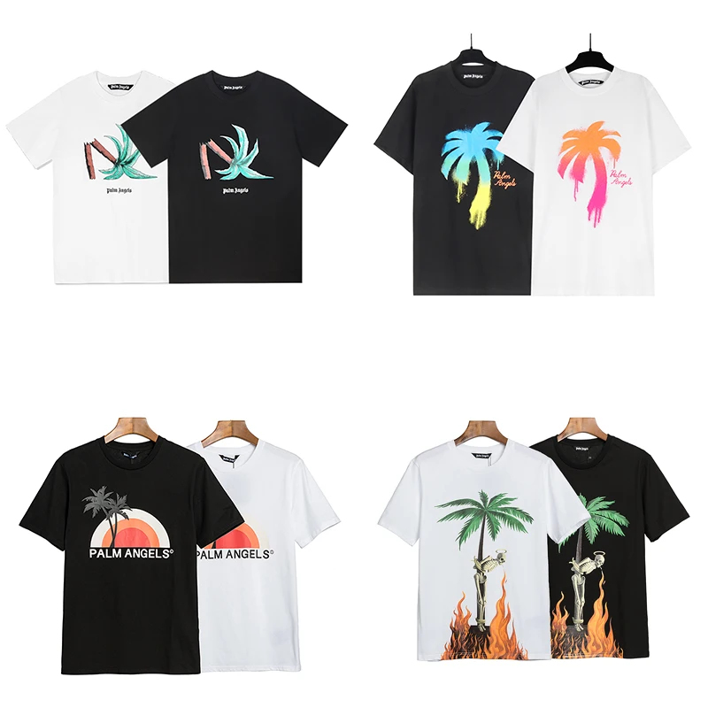 

2023 summer classic new palm tree fashion high-quality trend men's short-sleeved oversized loose T-shirt casual fashion T-shirt