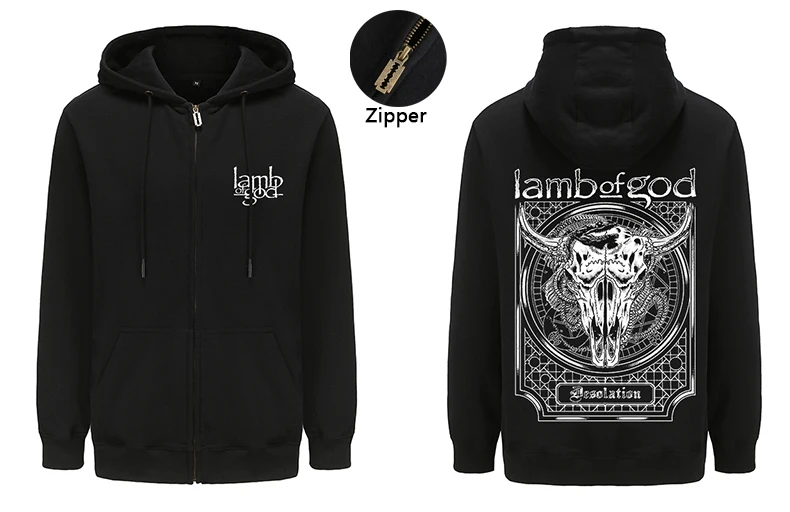 Мужские толстовки на молнии с изображением ягненка Бога рок-группы Повседневная