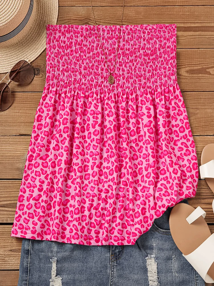 Топ женский без бретелек Повседневная Свободная плиссированная рубашка-бандо